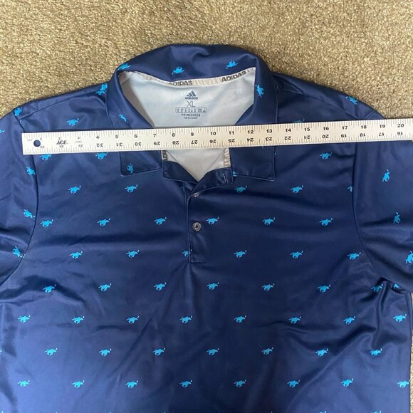Adidas Prime Green Polo Shirt Men XL Navy Pony Print Performance Golf Athleisure - Picture 9 of 11